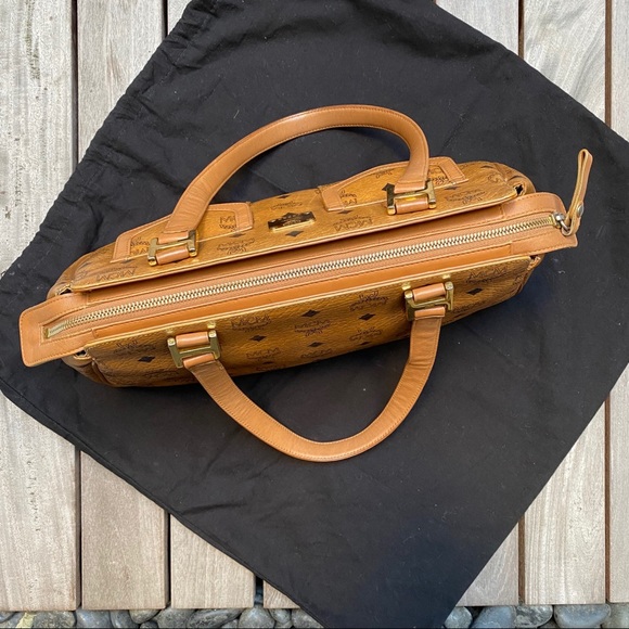 MCM Cognac Boston Satchel Tote Visetose Speedy Bag - Picture 5 of 9